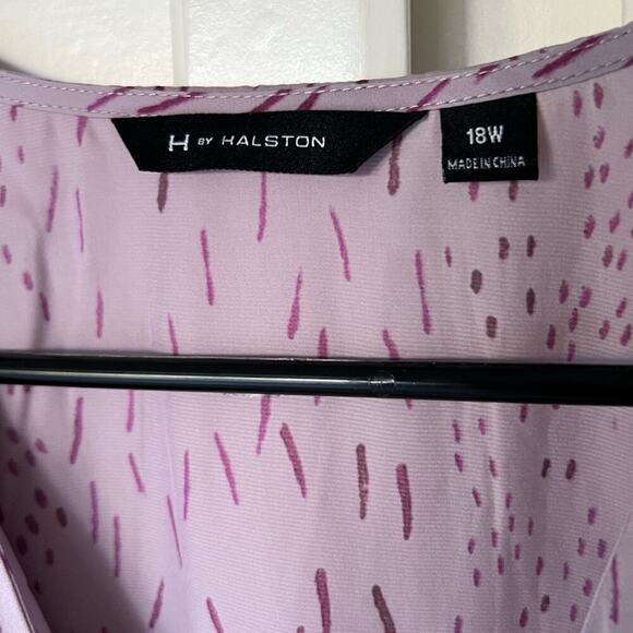 H by Halston Lavender Faux Wrap V-Neck Blouse Top Plus 18W Polyester Sleeveless - Picture 2 of 7